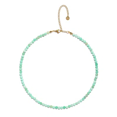 Seven Saints Women's Green / Gold Chrysoprase Luminous Abundance Choker Necklace, Gemstone Jewelry, Gold Plated