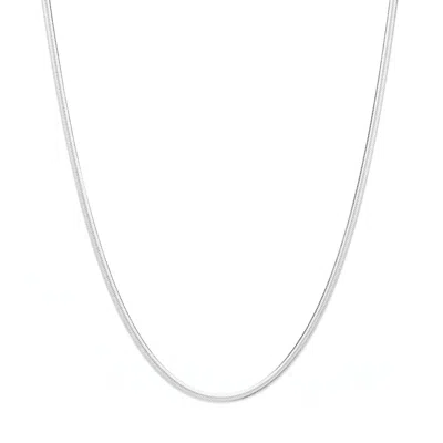 Seven Saints Women's Herringbone Chain Necklace, White Rhodium Over Sterling Silver