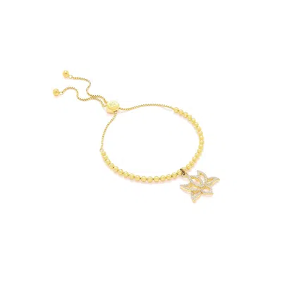 Seven Saints Women's Illuminate Lotus Bracelet, White Topaz Pave, Gold Plated