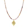 Seven Saints Women's Libra Gemstone Choker Necklace, Multi-colored Opal, Gold Plated In Gold