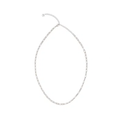 Seven Saints Women's Paperclip Chain Necklace, White Rhodium Over Sterling Silver