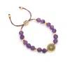 Seven Saints Women's Pink / Purple / Gold Crown Chakra Amethyst Spiritual Healing And Stress Relief Bracelet In Purple