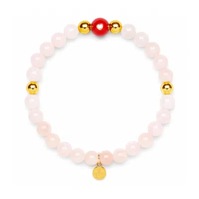 Seven Saints Women's Pink / Red / Gold Morganite Heart Bracelet For Love And Blushing Glow In Gold