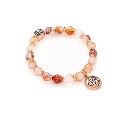Seven Saints Women's Red / Rose Gold Root Chakra Activation Bracelet, Red Fire Quartz, Rose Gold In Multi