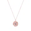 Seven Saints Women's Rose Gold / Blue Evil Eye Protection Necklace, Rose Gold With Blue Topaz
