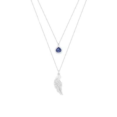 Seven Saints Women's Silver / Blue Archangel Michael Necklace, White Rhodium