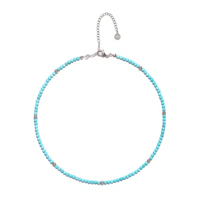 Seven Saints Women's Silver / Blue Turquoise Silver Accented Choker Necklace In Silver/blue