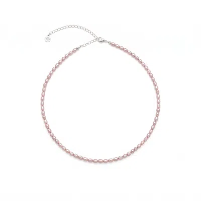 Seven Saints Women's Silver Blush Pink Freshwater Baroque Pearl Choker, White Rhodium