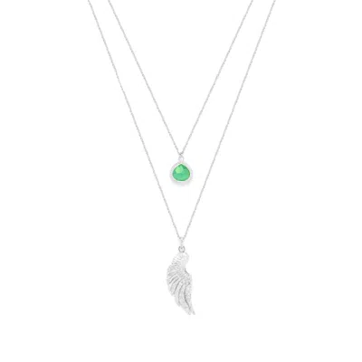 Seven Saints Women's Silver / Green Archangel Raphael Angel Of Healing Necklace In Silver/green