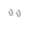 Seven Saints Women's Silver Huggie Hoop Earrings, White Rhodium With Zirconia Diamonds