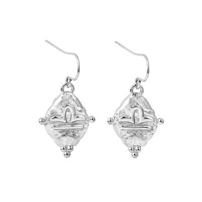 Seven Saints Women's Silver Libra Vintage-style Dangle Earrings, White Rhodium Plated In Metallic