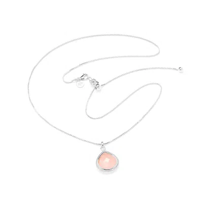 Seven Saints Women's Silver / Pink Rose Quartz Compassionate Heart Adjustable Necklace, White Rhodium In Multi