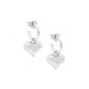 Seven Saints Women's Silver Puffy Heart Dangle Hoop Earrings, White Rhodium In Metallic