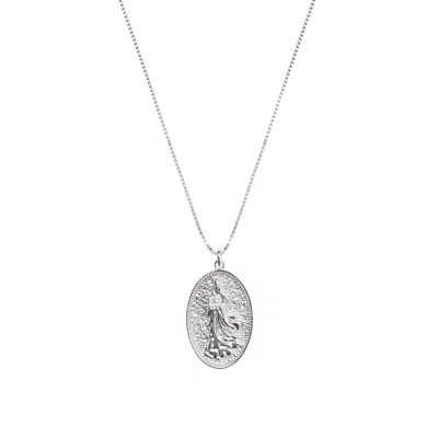 Seven Saints Women's Silver Quan Yin Goddess Of Compassion And Mercy Necklace