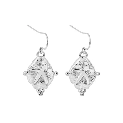 Seven Saints Women's Silver Sagittarius Vintage-style Dangle Earrings, White Rhodium Plated In Metallic