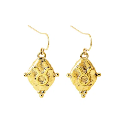 Seven Saints Women's Silver Taurus Vintage-style Dangle Earrings, Gold Plated