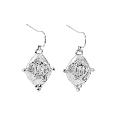 Seven Saints Women's Silver Virgo Vintage-style Dangle Earrings, White Rhodium Plated