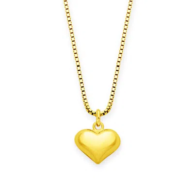 Seven Saints Women's Small Puffy Heart Necklace, Gold Over Sterling Silver