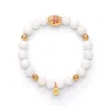 Seven Saints Women's White / Gold Illumination And Creativity Lotus Beaded Moonstone Bracelet