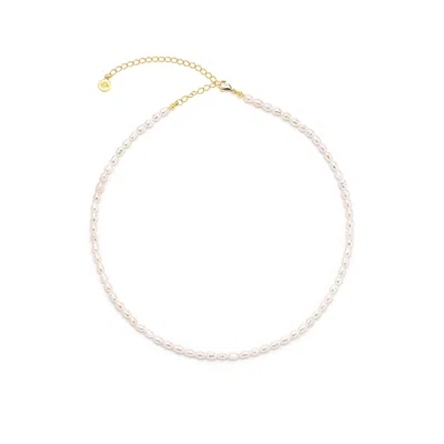 Seven Saints Women's White / Gold Pure Light Baroque Freshwater Pearl Choker Necklace, Gold Over Sterling Silver In Multi