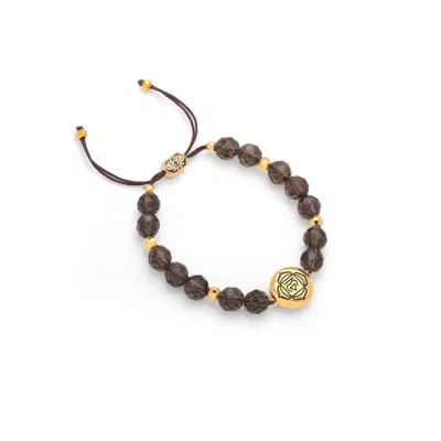 Seven Saints Women's Yellow / Orange / Gold Root Chakra Smokey Quartz Grounded Energy And Calm Bracelet