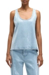 Seven Sequin Denim Tank In Blue