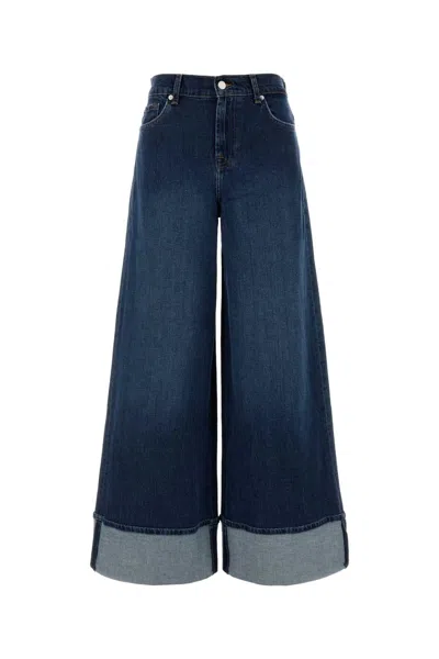 Seven Stretch Denim Marine Wide-leg Jeans In Blue