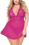 Seven 'til Midnight Seven ‘til Midnight Lace Babydoll Chemise & G-string