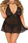 Seven 'til Midnight Seven ‘til Midnight Lace Babydoll Chemise & G-string