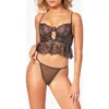 Seven 'til Midnight Seven ‘til Midnight Lace Bra & Thong Set In Gray