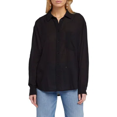 Seven Voile Cotton Button-down Shirt In Black