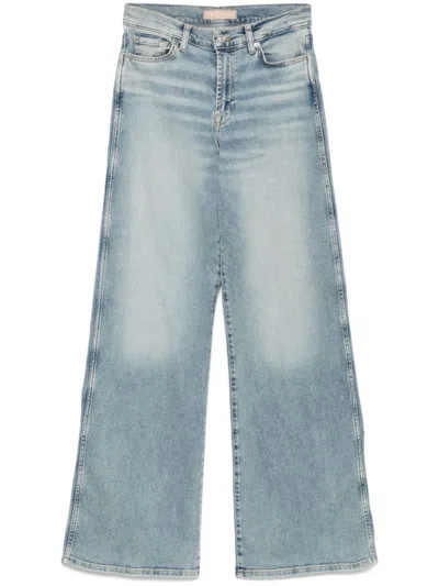 Seven Wide-leg Light Blue Jeans With Classic Five-pocket Design