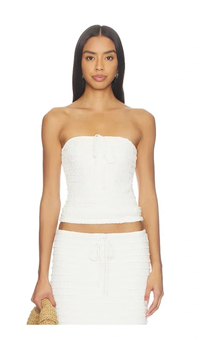Seven Wonders Adalee Ruffle Texture Strapless Top In White