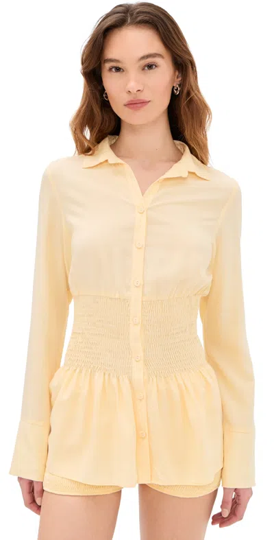 Seven Wonders Adora Long Sleeve Shirred Shirt Lemon In Yellow
