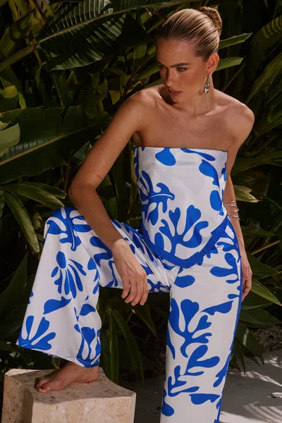 Seven Wonders Akeli Scarf Top White Blue Botanica