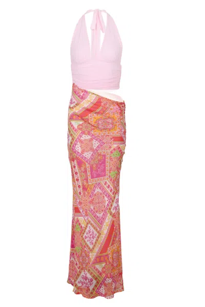 Seven Wonders Alexis Halter Cut Out Maxi Dress Cavello Peach In Multi