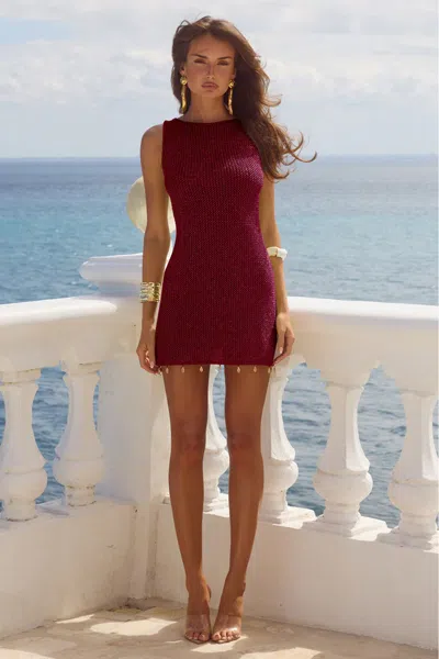 Seven Wonders Ariya Mini Dress Wine Metallic In Burgundy