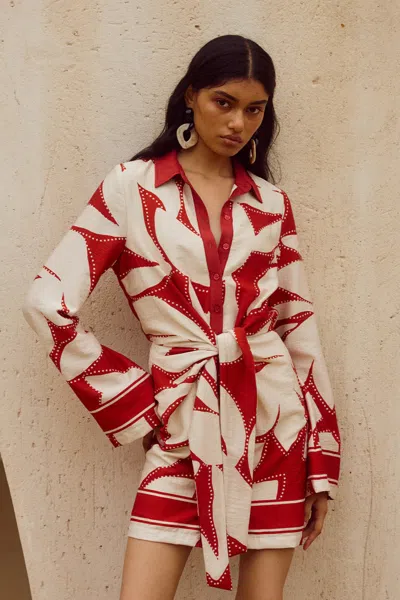 Seven Wonders Arlette Sleeved Mini Dress Red