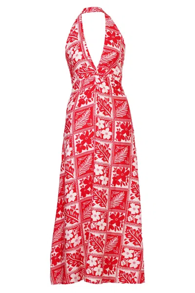 Seven Wonders Arli Deep Plunge Maxi Dress Amira Red Pink