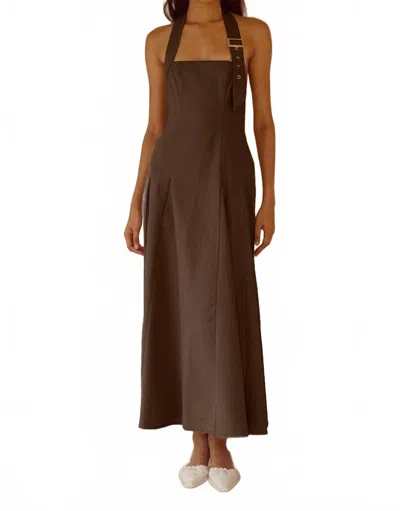 Seven Wonders Astrid Halter Midi Dress In Chocolate In Brown