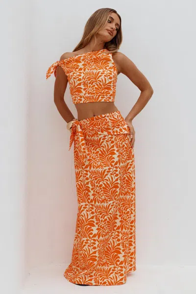 Seven Wonders Azariah Side Tie Maxi Skirt Orange