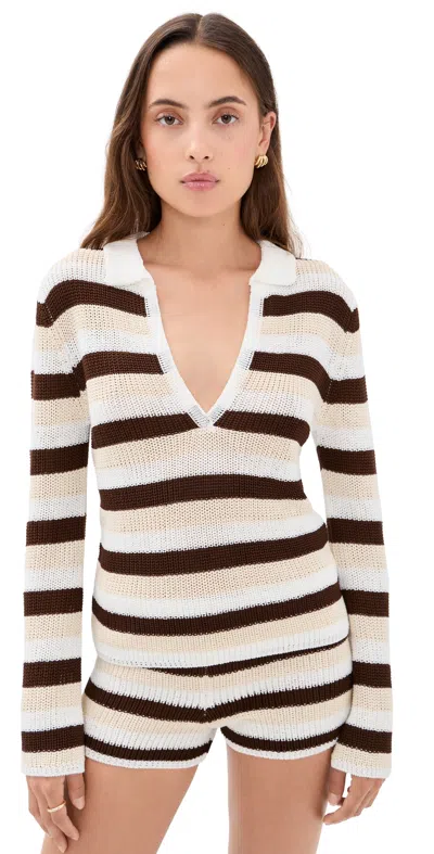 Seven Wonders Benson Knit Top Chocolate/white In Black