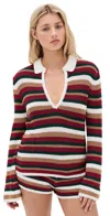 Seven Wonders Benson Knit Top Red Multi Stripe In Brown