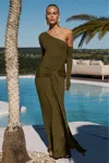 Seven Wonders Bianca One Shoulder Maxi Dress Army Green In Green