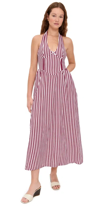 Seven Wonders Calianna Midi Dress Burgundy Stripe