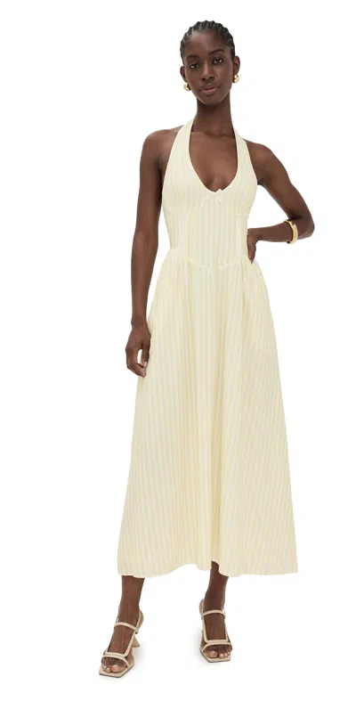 Seven Wonders Calianna Midi Dress Lemon Stripe In Yellow