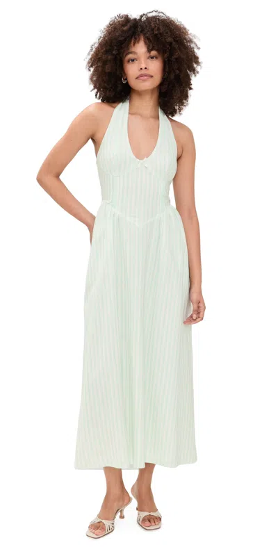Seven Wonders Calianna Midi Dress Mint Stripe In White