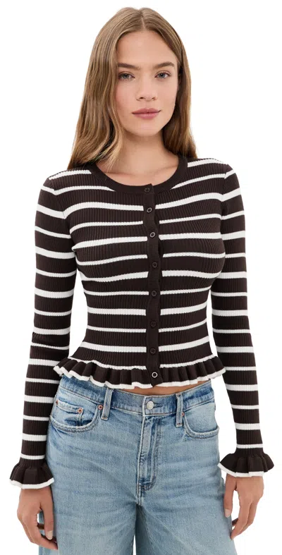 Seven Wonders Donna Knit Blouse Chocolate/cream In Brown