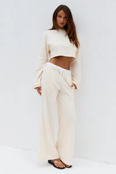 Seven Wonders Eleri Wide Leg Track Pants Biscuit In Neutral
