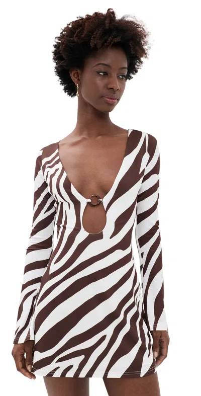 Seven Wonders Eternity Sleeved Mini Dress Zebra Chocolate In Brown